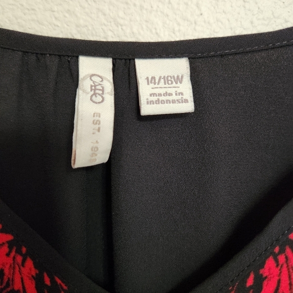Black and red Cato blouse size 14/16W‎ - Picture 10 of 12